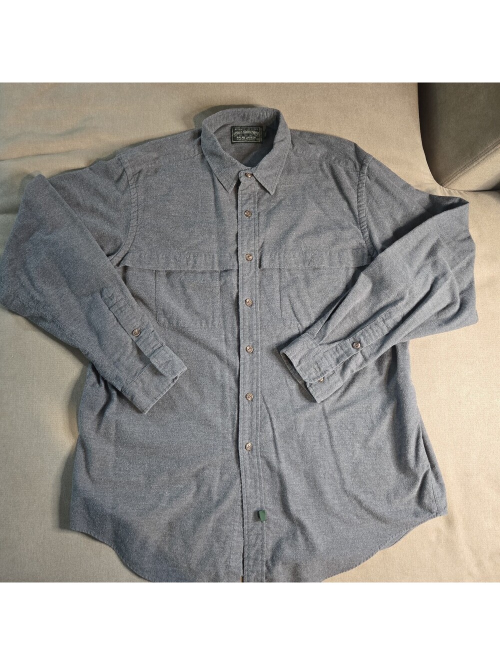 Vintage 90S Polo Country Ralph Lauren Button Down Sportsman Shirt XL Gray